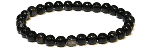 Black Tourmaline Round Bead Bracelet for Energy Filtering & Grounding