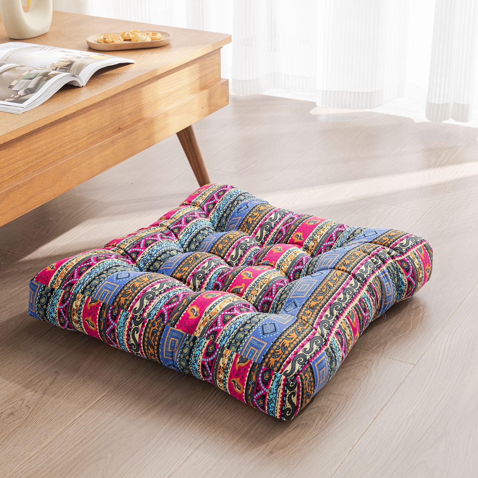 Japanese-Style Cotton Futon Floor Cushion (Round or Square)