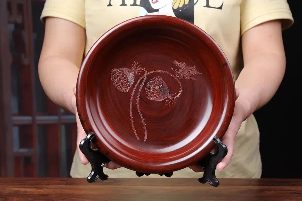 Red Sandalwood “Gold Rice” Bowl – Solid Wood Handicraft Ornament