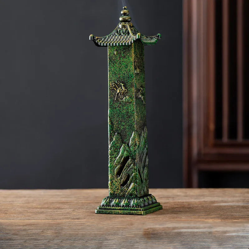 Deer Motif Pagoda Tower Incense Burner