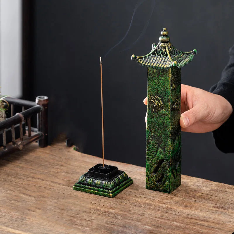 Deer Motif Pagoda Tower Incense Burner