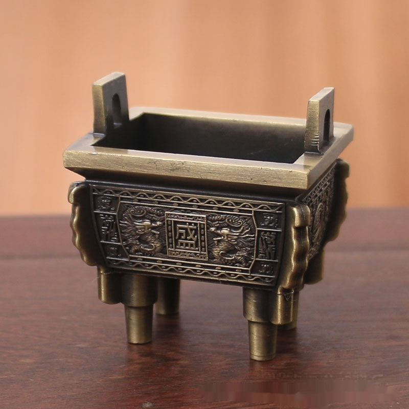 Antique-Style Rectangular Alloy Incense Burner
