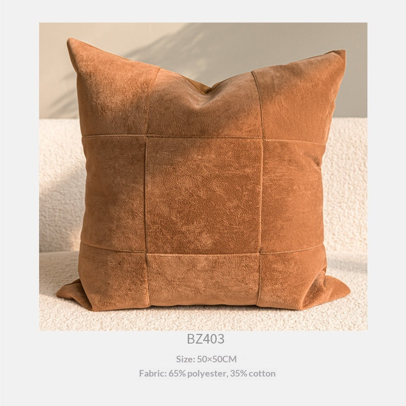 Wabi-sabi-style Cushion In Coffee And Off-white Cotton-linen Throw Pillow