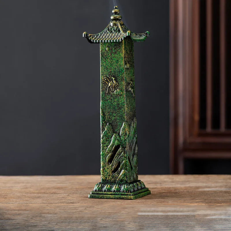 Deer Motif Pagoda Tower Incense Burner