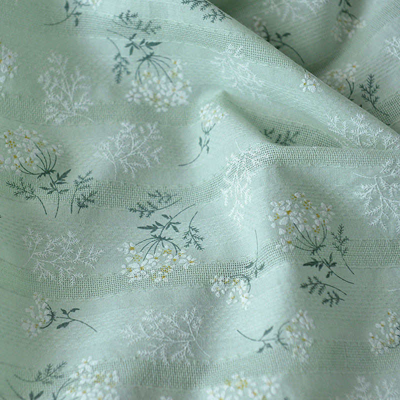 Small Floral Jacquard Embroidered Cotton Fabric