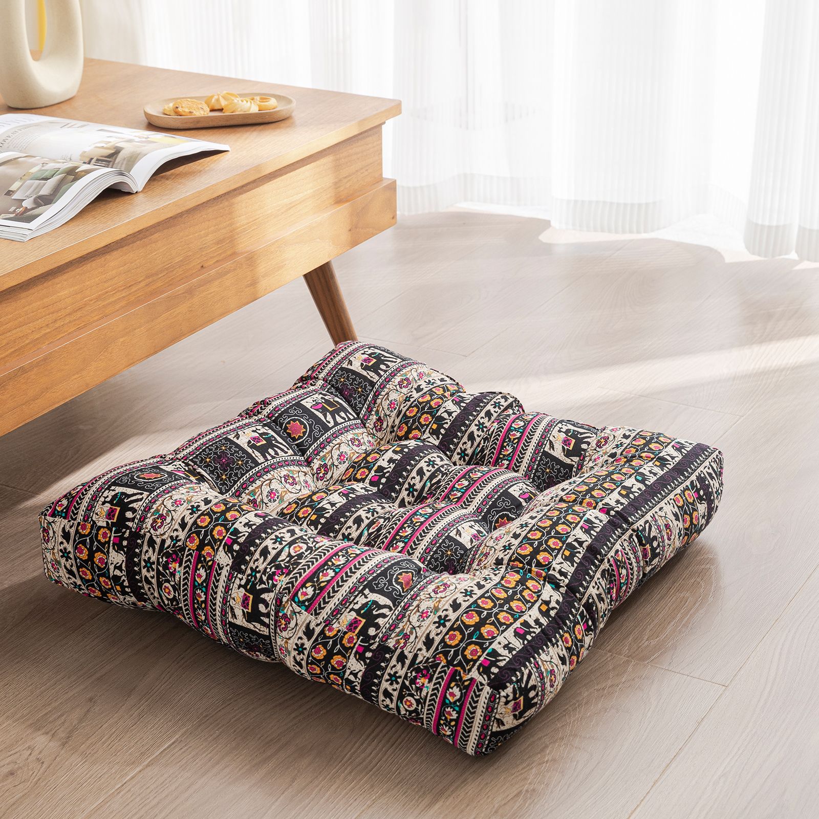 Japanese-Style Cotton Futon Floor Cushion (Round or Square)