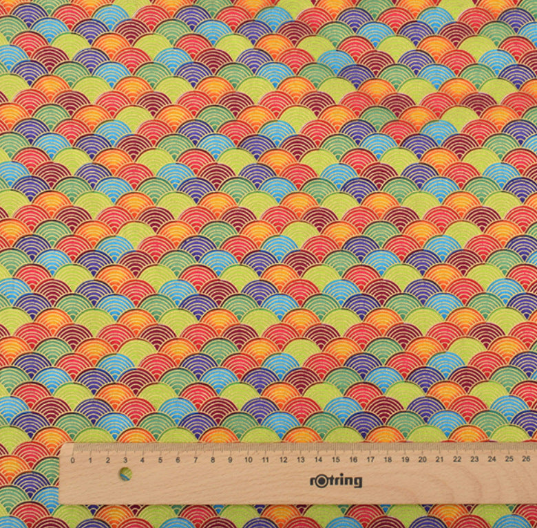 Japanese Floral Cotton Fabric with Wind Stamping