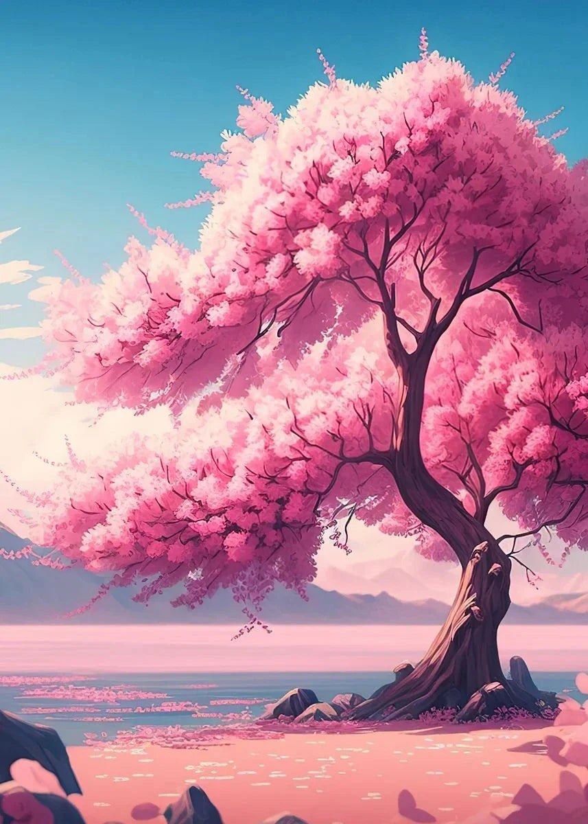 Japanese Cherry Blossom Fuji Mountain Sunset Tokyo Scenery Poster HD Printed Canvas Painting Wall Art Pictures Room Home Decor