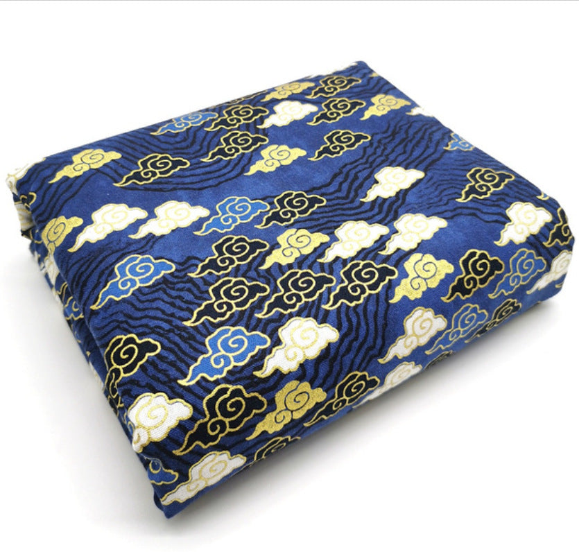 Japanese Floral Cotton Fabric with Wind Stamping