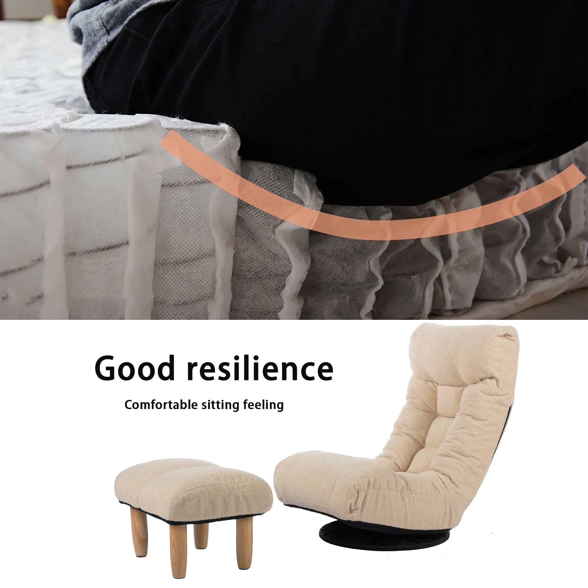 Adjustable Tatami Floor Chair with 3D Ergonomic Support