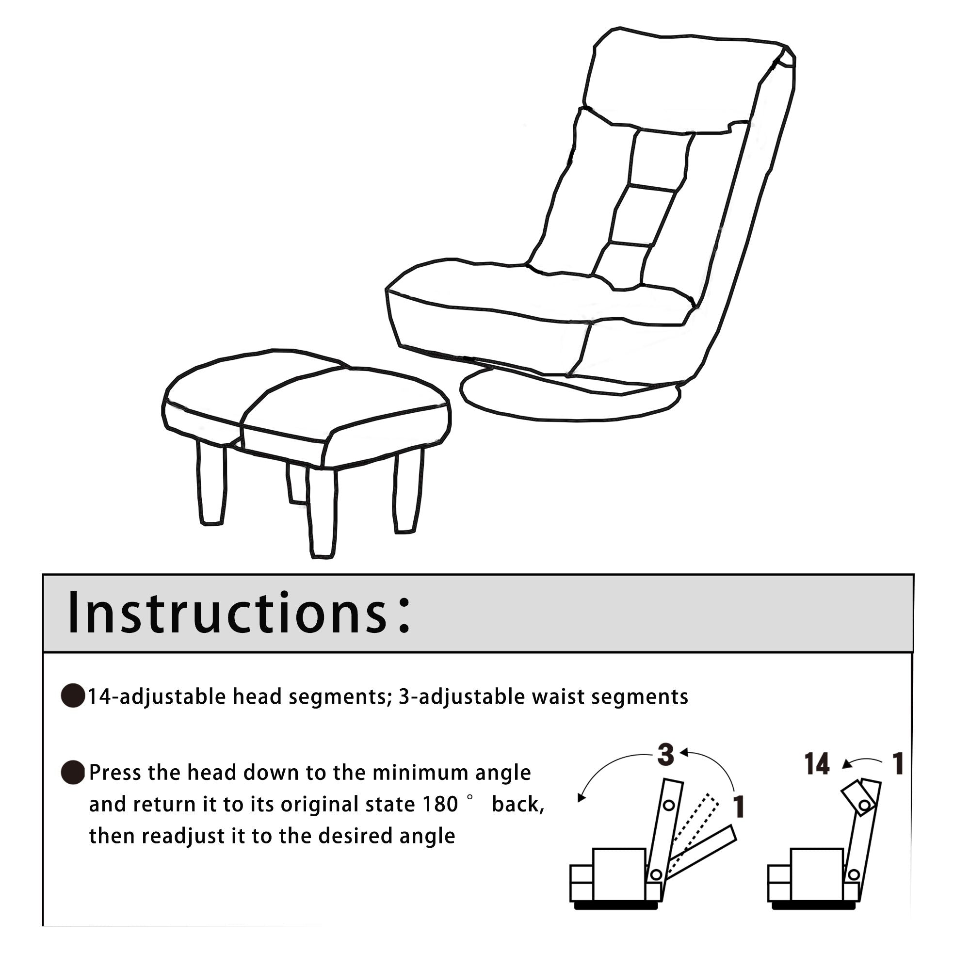 Adjustable Tatami Floor Chair with 3D Ergonomic Support