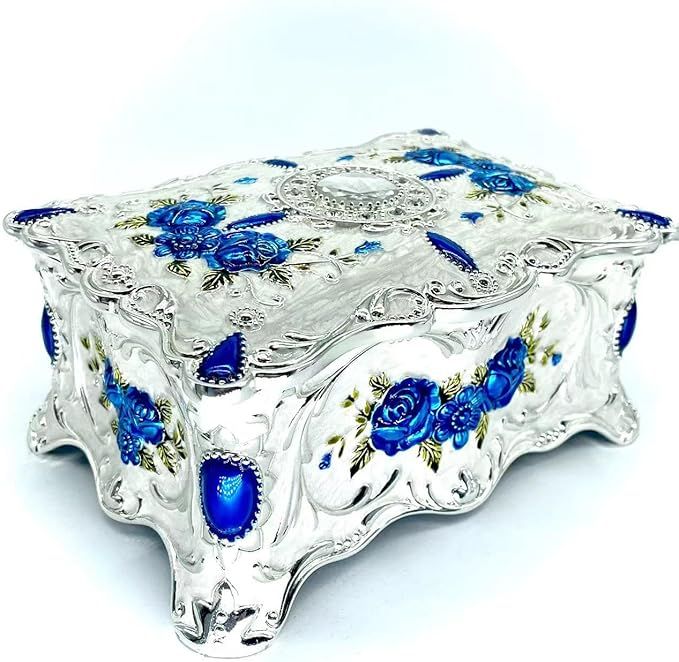 Ornate Pastoral-Style Jewelry Box – Velvet-Lined Gift for Girls & Women