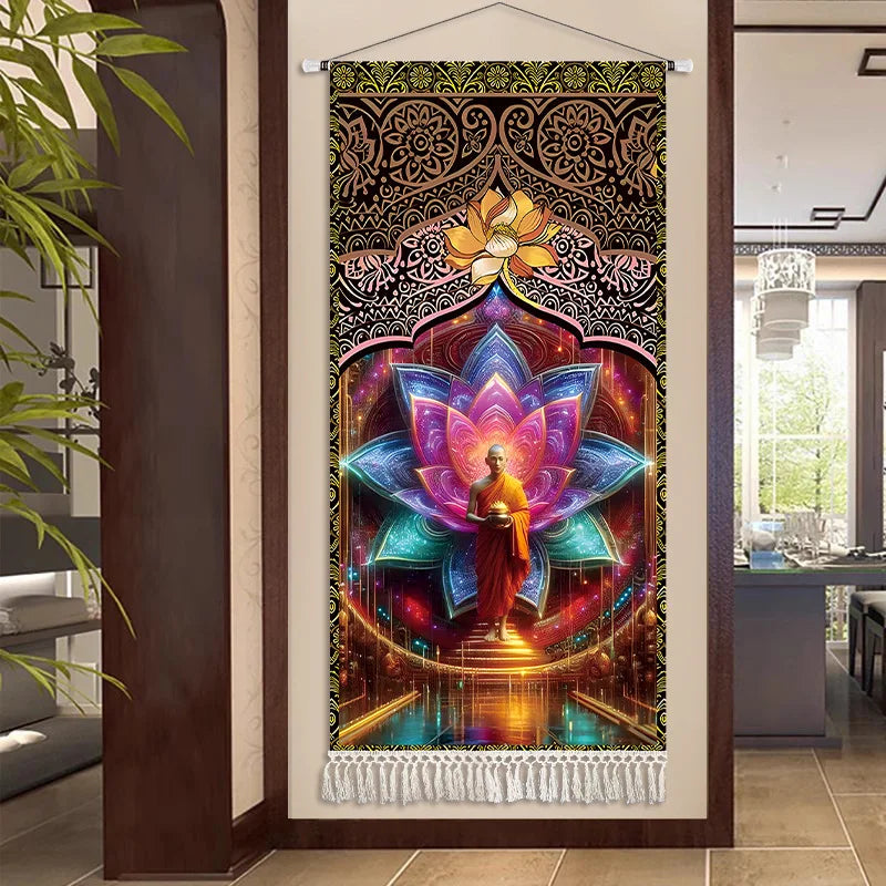 Thai Zen Elephant Soft Fabric Hanging Painting Corridor Decorative Painting Wall Hanging Cloth Living Room Mural Anime Poster