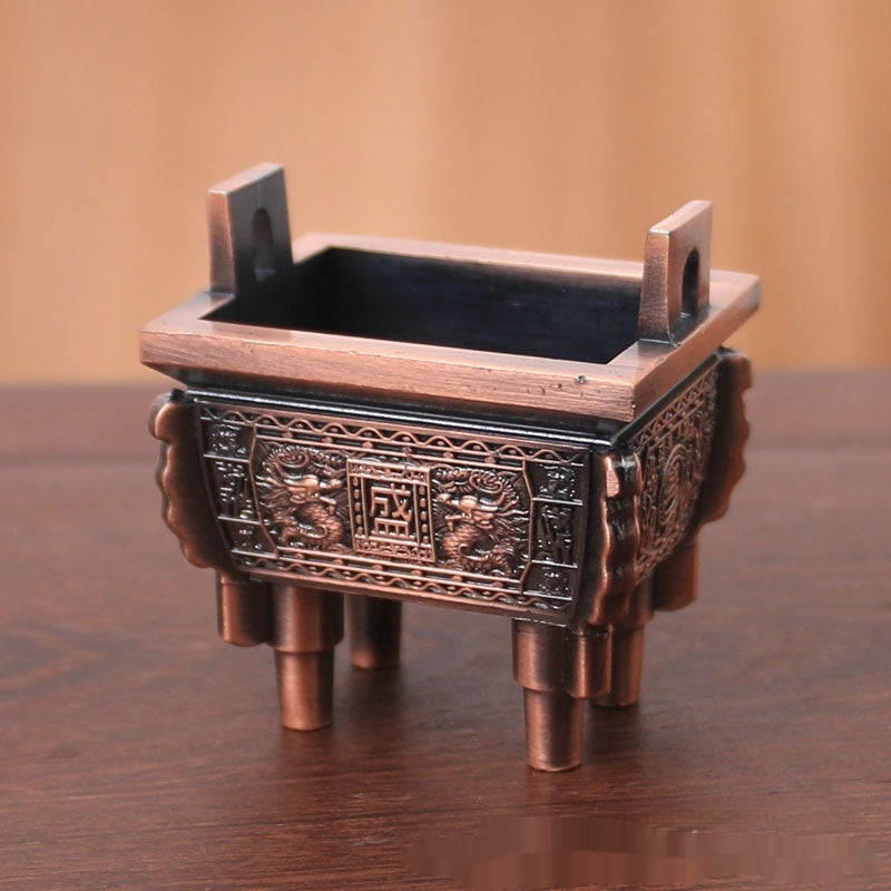Antique-Style Rectangular Alloy Incense Burner