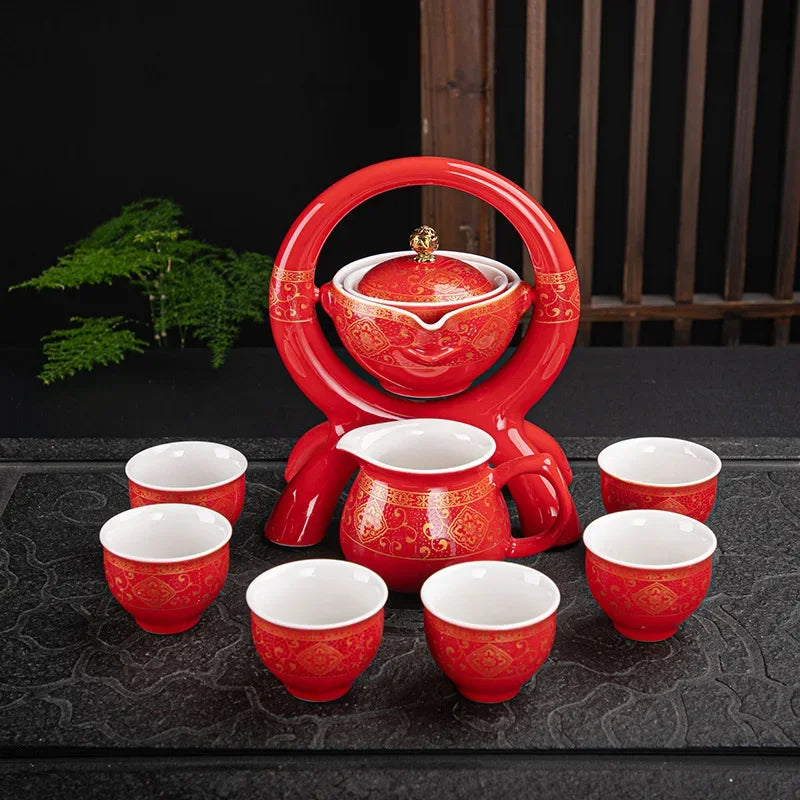 Portable Chinese Ceramic Tea Set with Travel Teapot & Cups