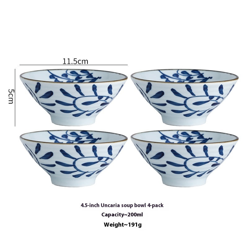 High Temperature Underglaze Ceramic Bamboo Hat Style Soup Bowl