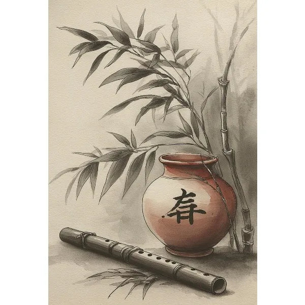 Japanese Traditional Asian Landscape Poster Retro Ukiyo-e Zen Ink Mountain Scenery Canvas Painting Wall Art for Room Home Decor