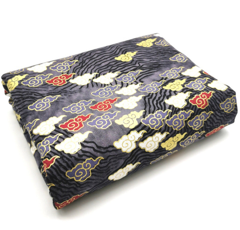 Japanese Floral Cotton Fabric with Wind Stamping