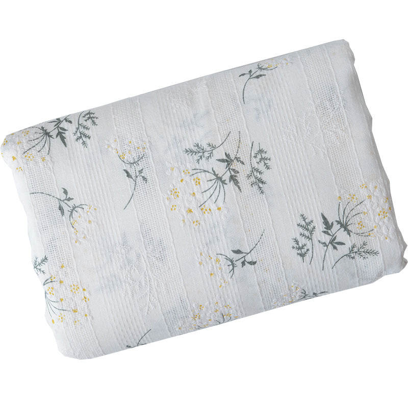 Small Floral Jacquard Embroidered Cotton Fabric