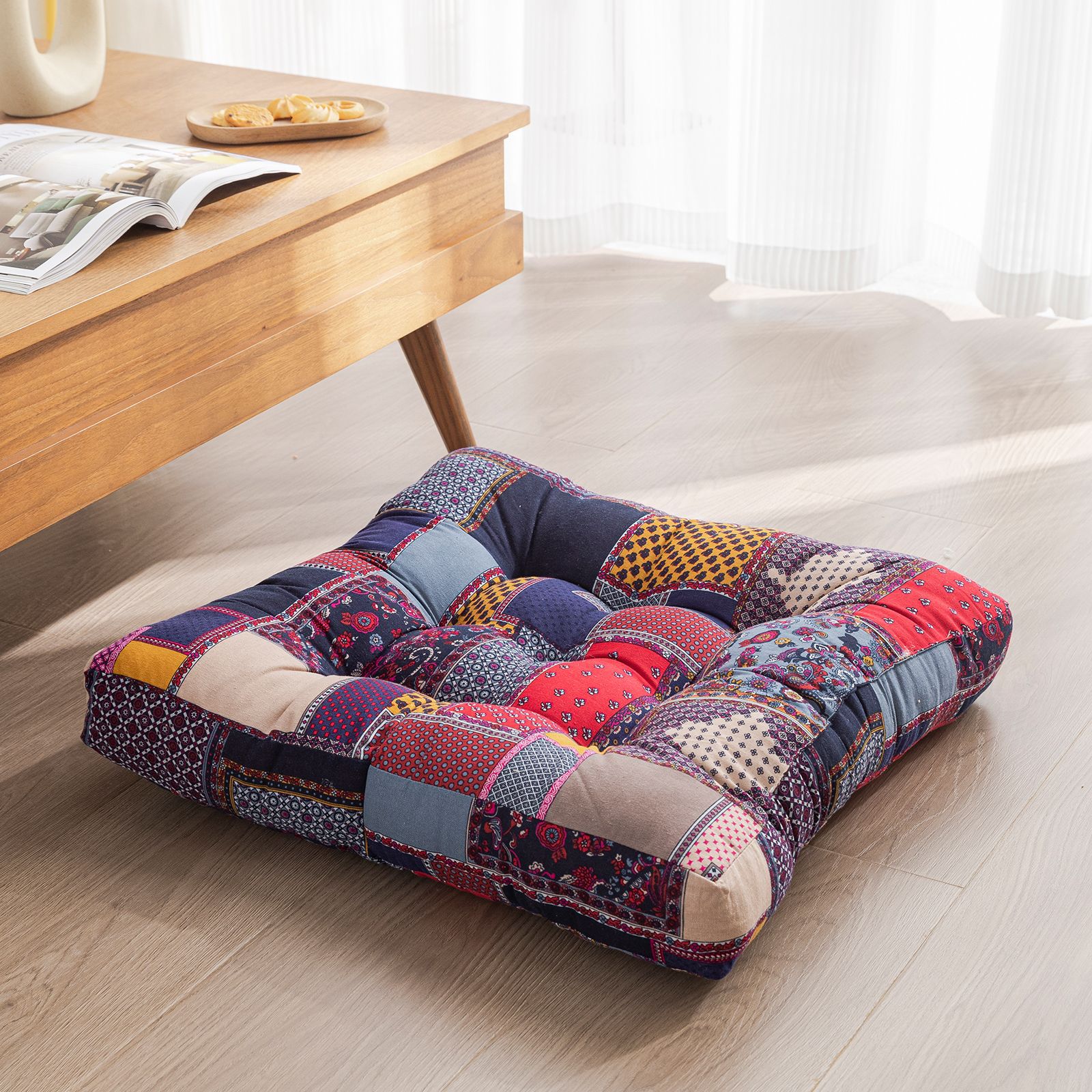 Japanese-Style Cotton Futon Floor Cushion (Round or Square)