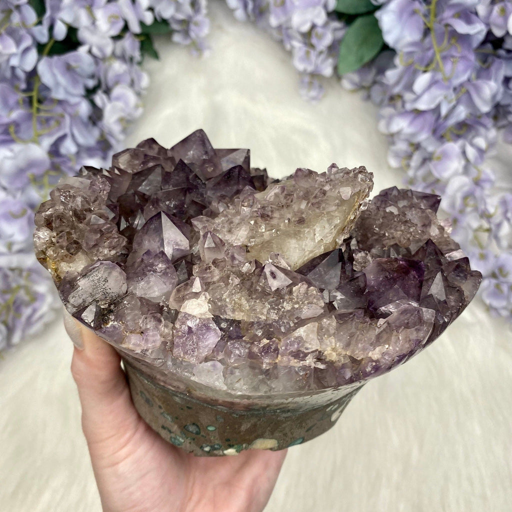 Amethyst with Calcite and Goethite | Brazil