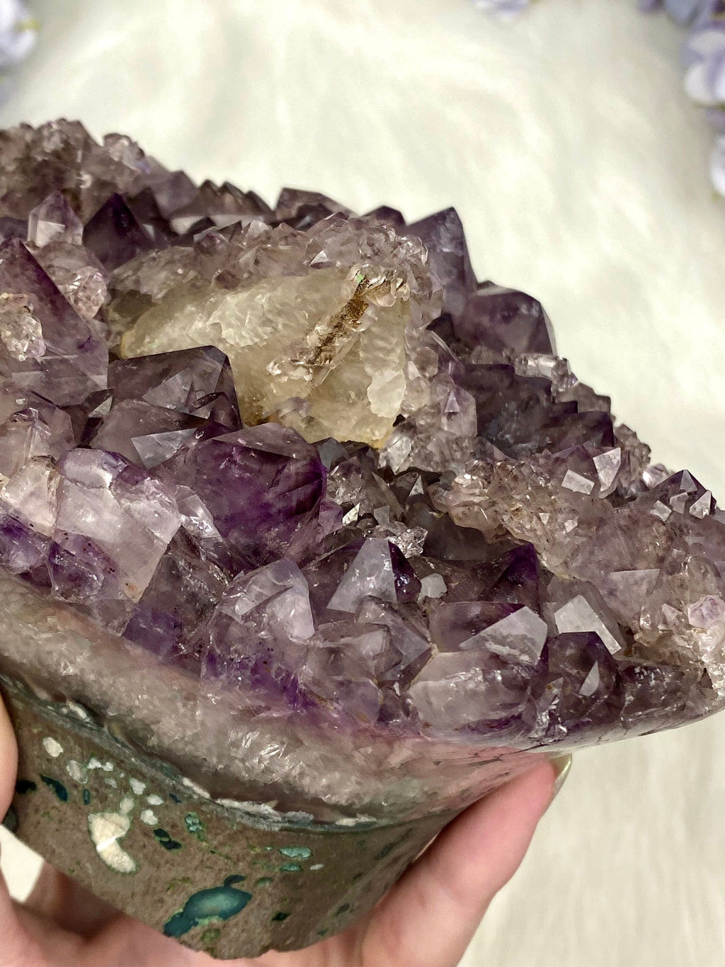 Amethyst with Calcite and Goethite | Brazil